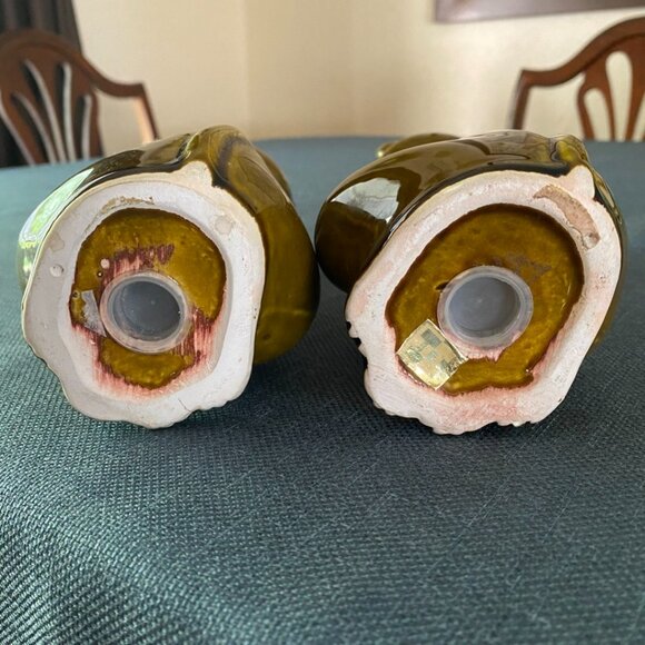 Vintage Rare Holt Howard HH Japan Green Glazed Tall Salt & Pepper Shakers - Picture 10 of 13